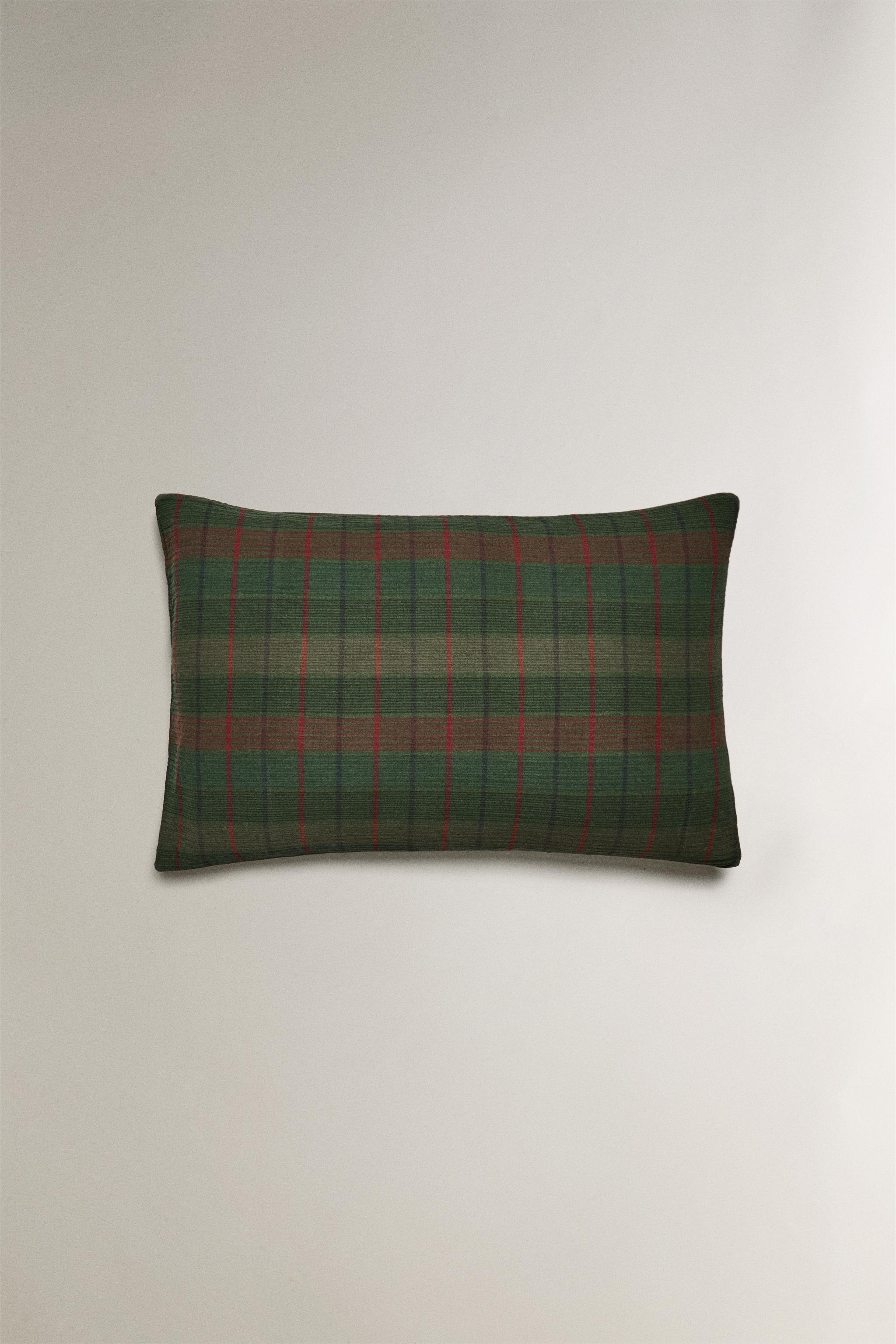 CHRISTMAS TARTAN CHECK COTTON PILLOWCASE